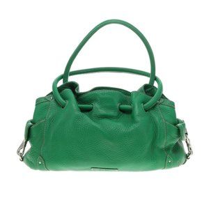Cole Haan 100% Leather Solid Green Shoulder Bag Y2K with Side Pockets